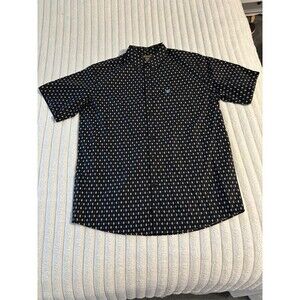 Arait Steele Classic Shirt Button Down Mens Large Black blue Western Print Logo